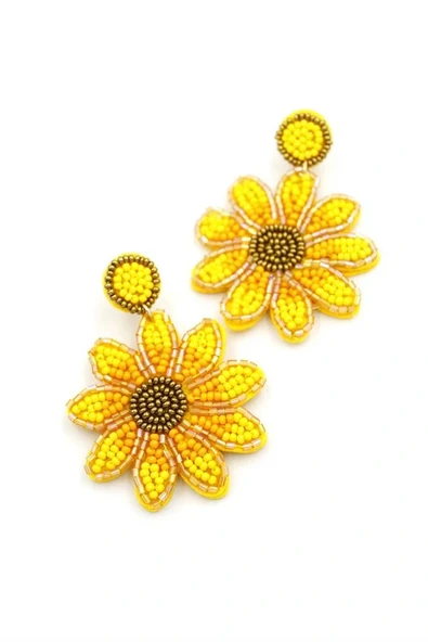 LitaeTrend Çiçek Küpe - Sarı - Resim 2