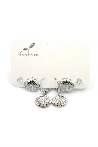 LitaeTrend Çoklu Deniz Kabuğu Küpe - Gümüş ürün görseli 1