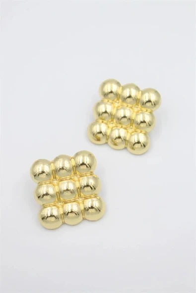 LitaeTrend Metal Kare Küpe - Altın - Resim 2