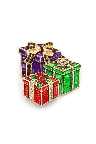 LitaeTrend Hediye Kutusu Broş - ÇOK RENKLİ ürün görseli 1