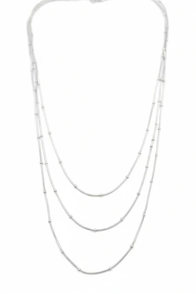 LitaeTrend Top Boncuk Zincir Kolye - Gümüş ürün görseli 1