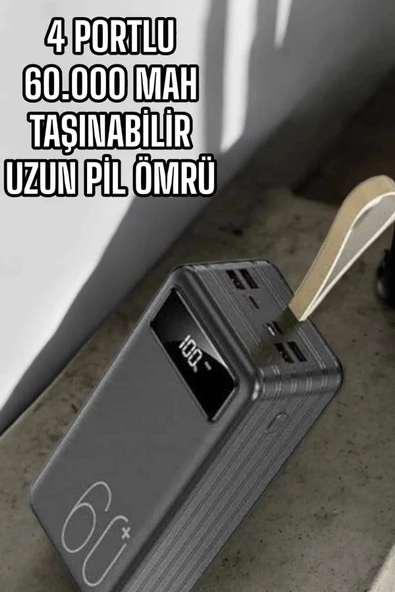 CEYLAN ADAM Powerbank 60.000 MAH Dijital Göstergeli 4 Portlu Taşınabilir - Resim 2