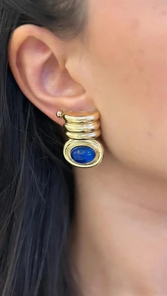 LitaeTrend Taşlı Küpe - Mavi ürün görseli 1