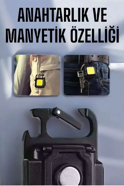 CEYLAN ADAM Anahtarlık Çok Amaçlı Mıknatıslı Taşınabilir Işık Led Şarjlı - Resim 2