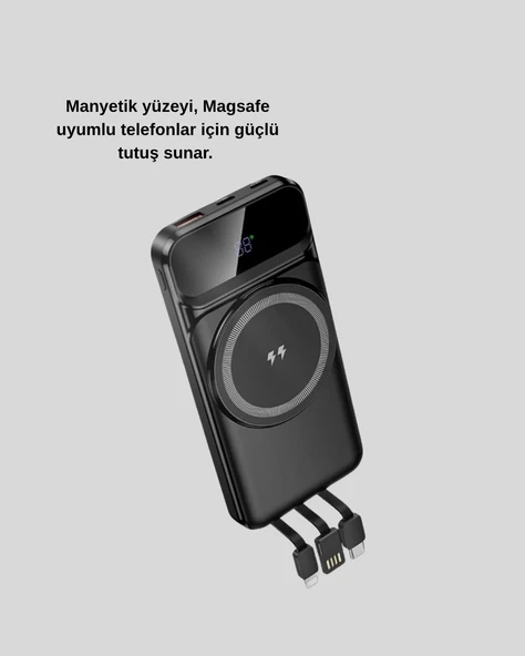 CEYLAN ADAM Kablosuz 15W Şarj Destekli 10000 mAh Taşınabilir Powerbank – Hızlı Şarj Özellikli - Resim 3