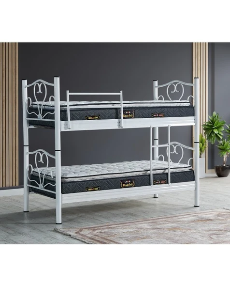 ranza metal ranza 90x190 çift katlı beyaz  fırın boya ürün görseli 1