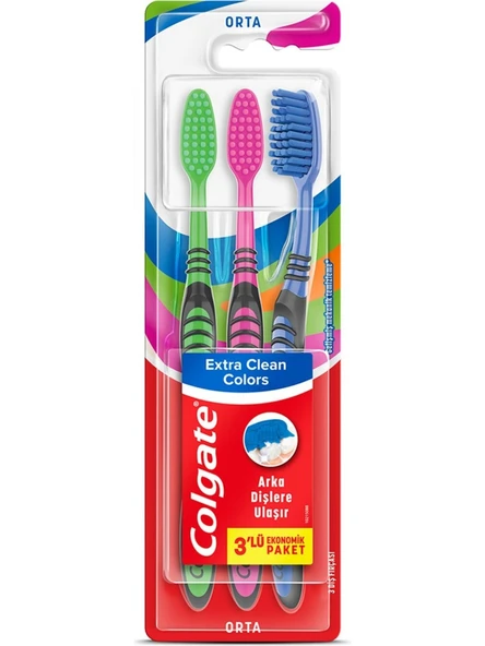 Colgate Diş Fırçası Extra Clean Colors 3'lü ürün görseli 1