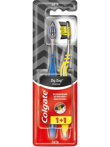 Colgate Zig Zag Charcoal 1+1 Orta Sert Diş Fırçası - Resim 2