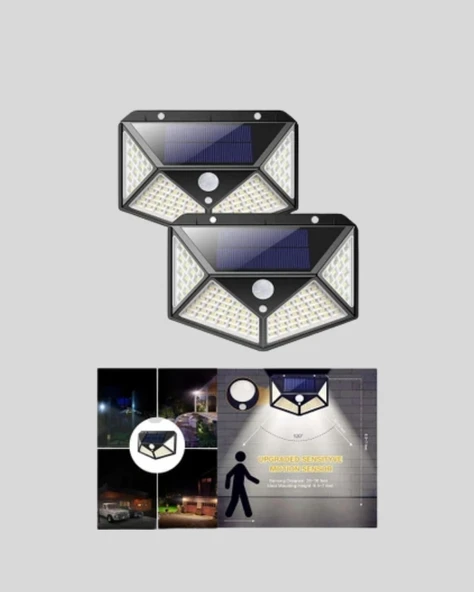 CEYLAN ADAM 100 LED Solar Lamba Hareket Algılamalı Bahçe Duvar Dış Mekan Aydınlatma - Resim 3