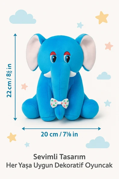 Kahverengi Fil Peluş Oyuncak 20×17 cm – Çocuk Odası Dekoru, Sevimli Bebek Hediyesi, Yumuşak Peluş Figür - Resim 4