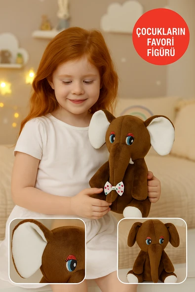 Beyaz Fil Peluş Oyuncak 20×17 cm – Çocuk Odası Dekoru, Sevimli Bebek Hediyesi, Yumuşak Peluş Figür ürün görseli 1