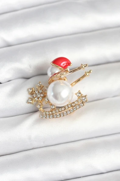 CEYLAN ADAM Kızaklı Kardan Adam Model Yılbaşı Temalı Broş ürün görseli 1