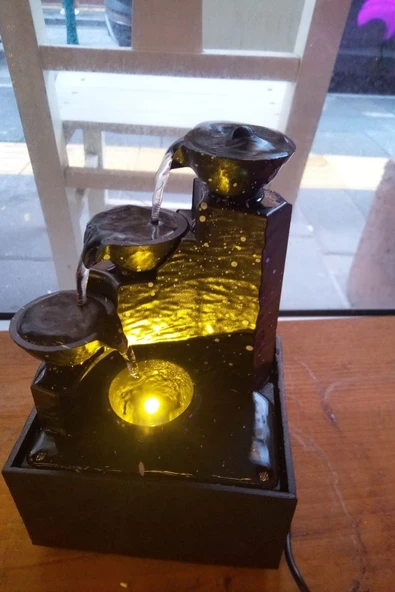 Su Şelalesi Hava Nemlendirici Led Işıklı Akan su Objesi - Resim 5