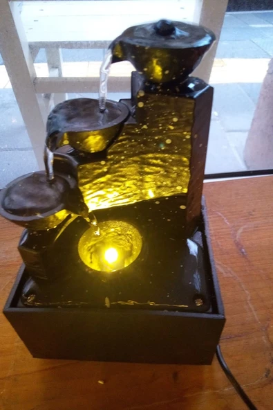 Su Şelalesi Hava Nemlendirici Led Işıklı Akan su Objesi - Resim 2