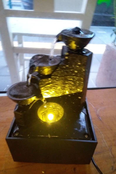 Su Şelalesi Hava Nemlendirici Led Işıklı Akan su Objesi - Resim 6