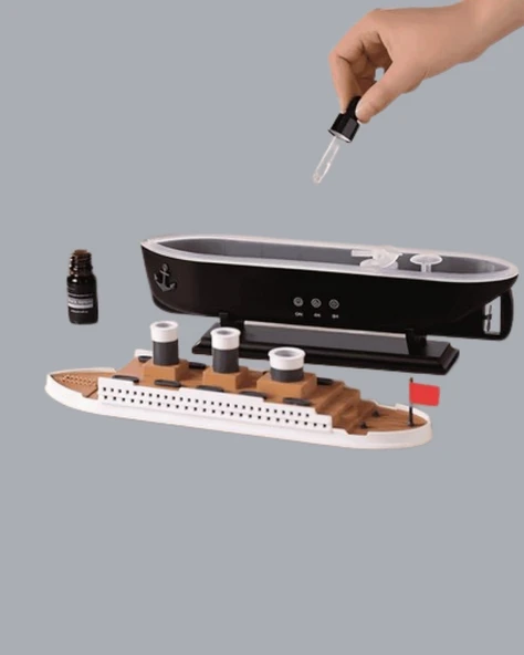 CEYLAN ADAM 7 Renk Ortam Işıklı Dekoratif Gemi Tasarım Hava Nemlendirici Difüzör - Resim 5