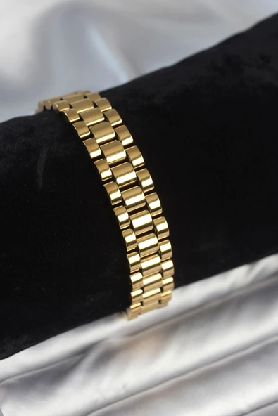 CEYLAN ADAM 316L Çelik Gold Renk 12 mm Kalınlık Erkek Bileklik ürün görseli 1