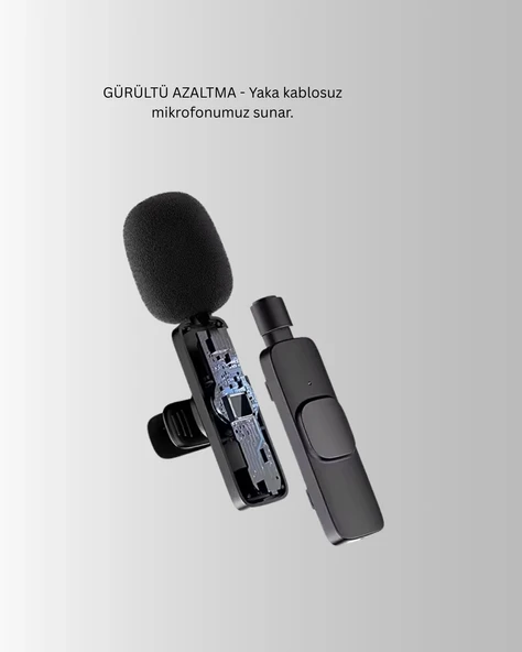 CEYLAN ADAM iPhone Uyumlu Çift Mikrofonlu Kablosuz Yaka Seti Profesyonel Ses - Resim 4
