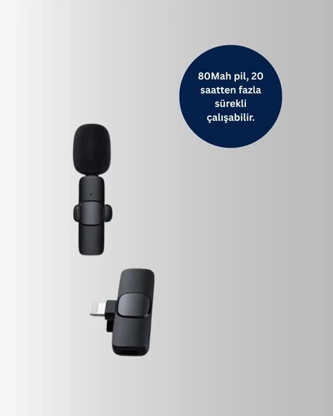 CEYLAN ADAM iPhone Uyumlu Çift Mikrofonlu Kablosuz Yaka Seti Profesyonel Ses - Resim 3