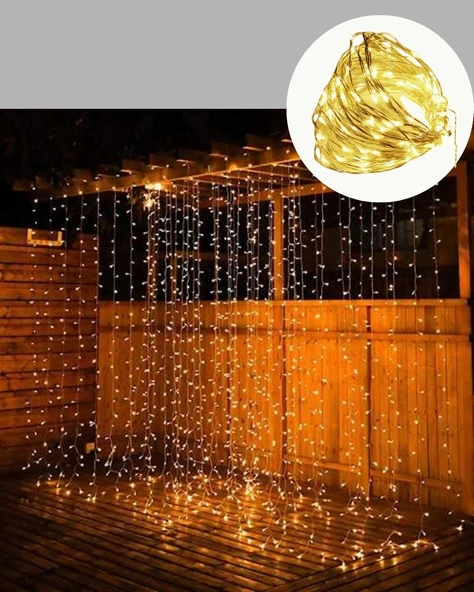 CEYLAN ADAM Dekoratif 3x3 LED Perde Işık Şelale Tasarım Enerji Tasarruflu - Resim 3