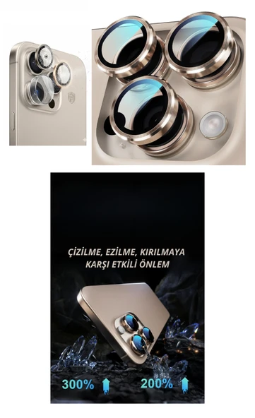 iPhone 16 Pro Max Kamera Lens Koruyucu Naturel - Resim 2