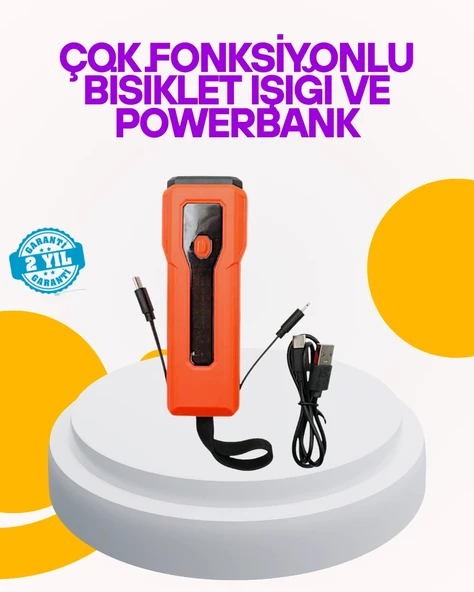 CEYLAN ADAM Su Geçirmez Bisiklet Işığı 5000 mAh Powerbankli Ön Far ürün görseli 1