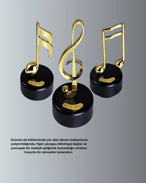 CEYLAN ADAM Dönen Sol Anahtarı Figürlü Müzik Kutusu Şık Hediyelik Dekor - Resim 4