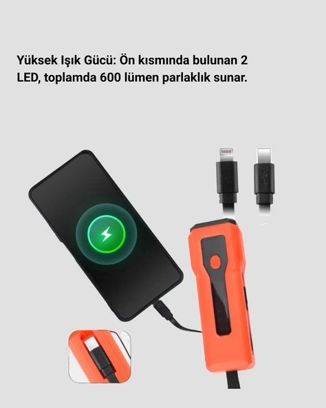CEYLAN ADAM Su Geçirmez Bisiklet Işığı 5000 mAh Powerbankli Ön Far - Resim 3