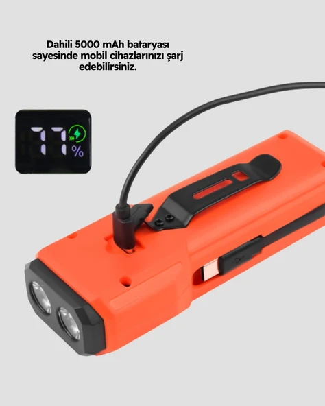 CEYLAN ADAM Su Geçirmez Bisiklet Işığı 5000 mAh Powerbankli Ön Far - Resim 2