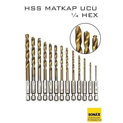 CEYLAN ADAM HSS Matkap Ucu 1/4 HEX  13 Parça HSS Tungsten Karbür Matkap Uç 1.5-6.5mm Titanyum ürün görseli 1