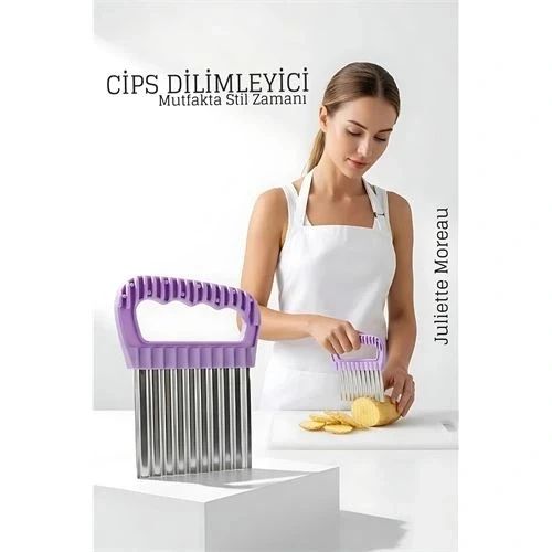 CEYLAN ADAM Şekilli Pratik Cips Dilimleyici Paslanmaz Çelik  – 9x13 cm ürün görseli 1