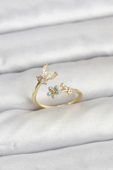 CEYLAN ADAM Pirinç Gold Renk Kelebek Model Kadın Yüzük ürün görseli 1