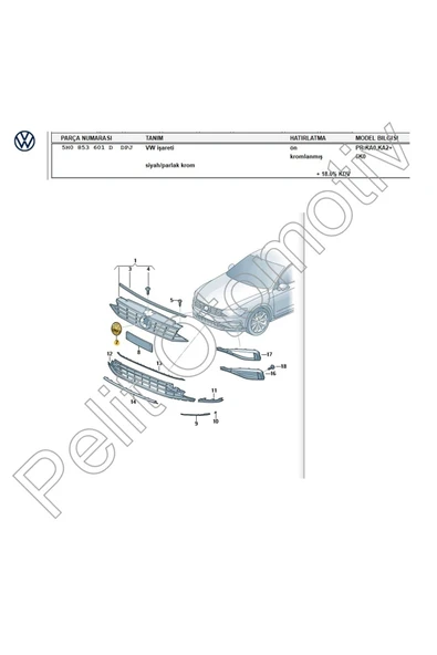 Passat (2020 Ve Sonrası) Ön Panjur Arması 5h0853601d - Resim 3