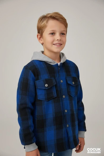 GALA kapuşonlu  ekoseli oduncu çocuk gömleği - Resim 3