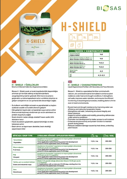Biosas H-Shield 5 LT Organik Sıvı Gübre - Resim 2