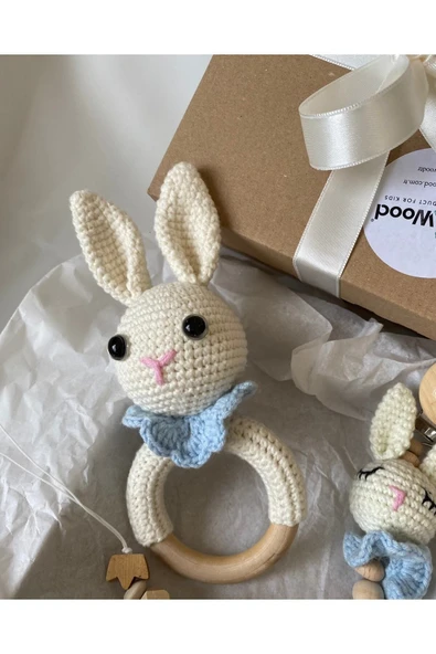 Hoşgeldin Bebek Hediyelik, Erkek, Yenidoğan Bebek Isimli Emzik Askısı Hediye Seti, Diş Kaşıyıcı - Resim 4