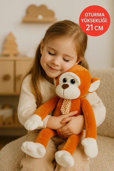 Kahverengi Maymun Peluş Oyuncak – Uzun Kollu Yumuşak Peluş – Oturma Yüksekliği 21 cm ürün görseli 1