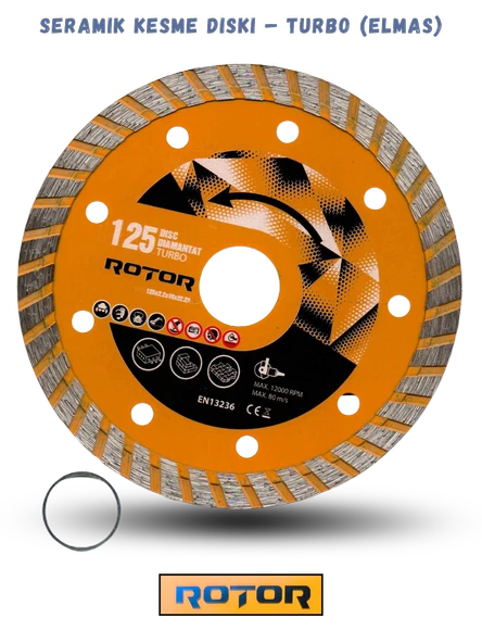 6'lı Disk seti 125x22,23 Metal+Seramik+Ahşap 6 parça - Resim 2