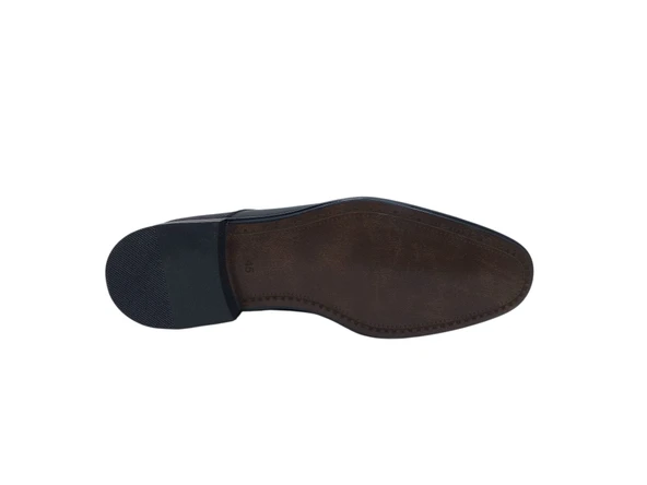 Zerhan 659 Erkek Siyah Bütün Yüz Bağcıklı Hakiki Deri Hazır Taban Büyük Numara Ayakkabı 45 46 47 48 - Resim 5