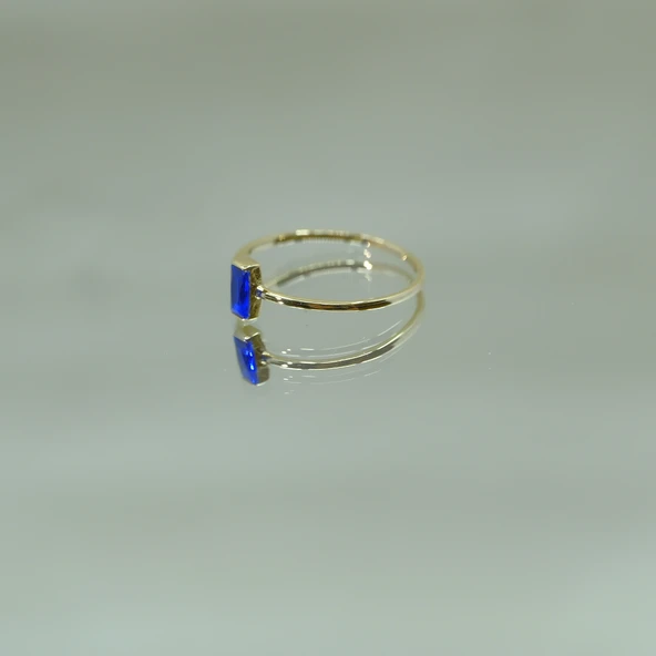 Gümüş Tektaş Yüzük- Safir Tektaş Yüzük - Resim 2