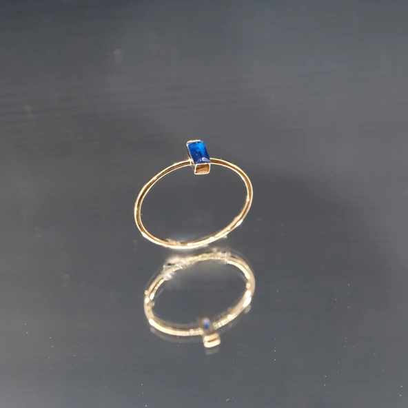 Gümüş Tektaş Yüzük- Safir Tektaş Yüzük - Resim 5