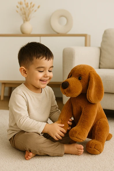 Sevimli Peluş Köpek 34 cm – Yumuşak Dolgulu Oyuncak, Çocuk Uyku Arkadaşı ve Hediye - Resim 4