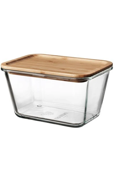 365+ 1,8 Lt Bambu 21x15x12 Cm Vakumlu Dikdörtgen Bambu Kapaklı Saklama Kabı Cam - Bambu ürün görseli 1