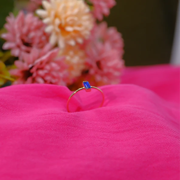 Gümüş Tektaş Yüzük- Safir Tektaş Yüzük - Resim 6