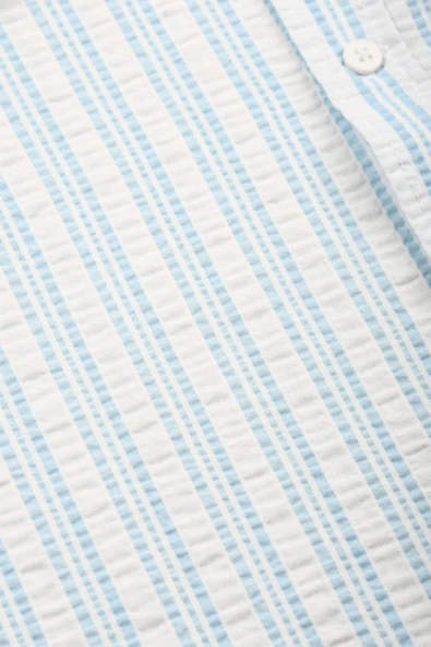 DeepSEA Erkek Çizgili Gofre Kumaş Dar Kesim Gömlek – Şık, Modern ve Rahat Gömlek 2501317 - Resim 4