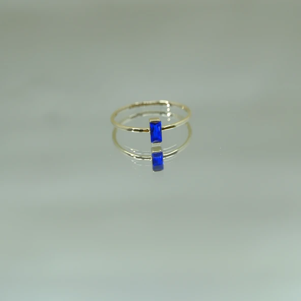 Gümüş Tektaş Yüzük- Safir Tektaş Yüzük - Resim 3