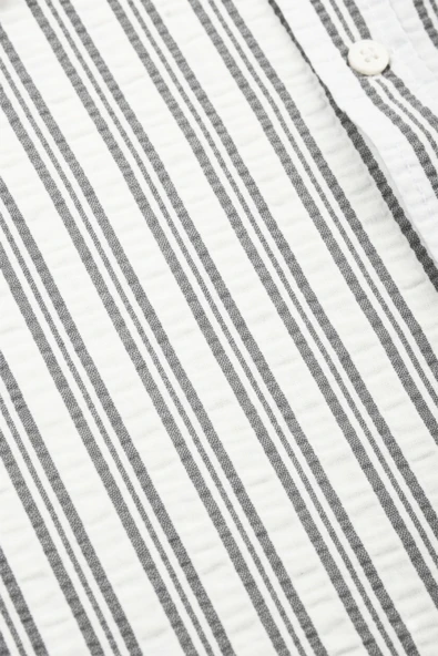 DeepSEA Erkek Çizgili Gofre Kumaş Dar Kesim Gömlek – Şık, Modern ve Rahat Gömlek 2501317 - Resim 7