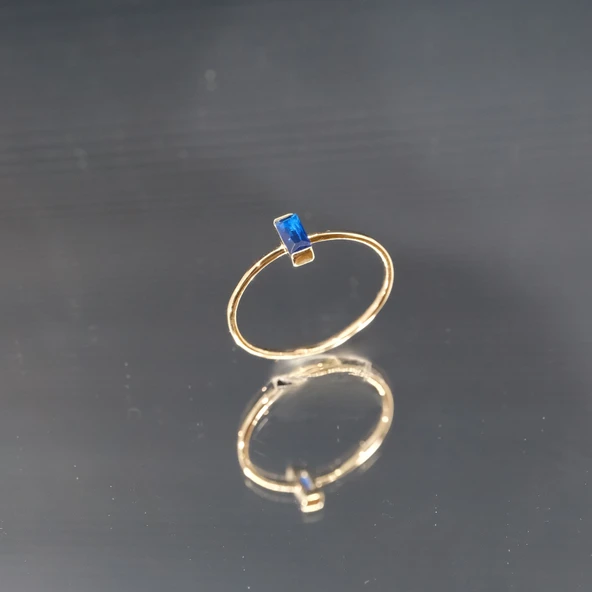 Gümüş Tektaş Yüzük- Safir Tektaş Yüzük - Resim 4