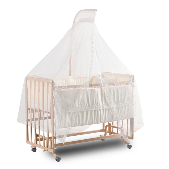 ComfyMax Sallanır Anne Yanı Doğal Ahşap Beşik ve Uyku Seti - 60x120 cm ürün görseli 1