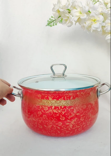 Ebruliemaye  Vintage  24 cm etnik dekor 5 litre süt yoğurt  güveç tencere ürün görseli 1